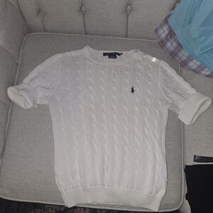 Womens Ralph Lauren Cream Short Sleeve Sweater